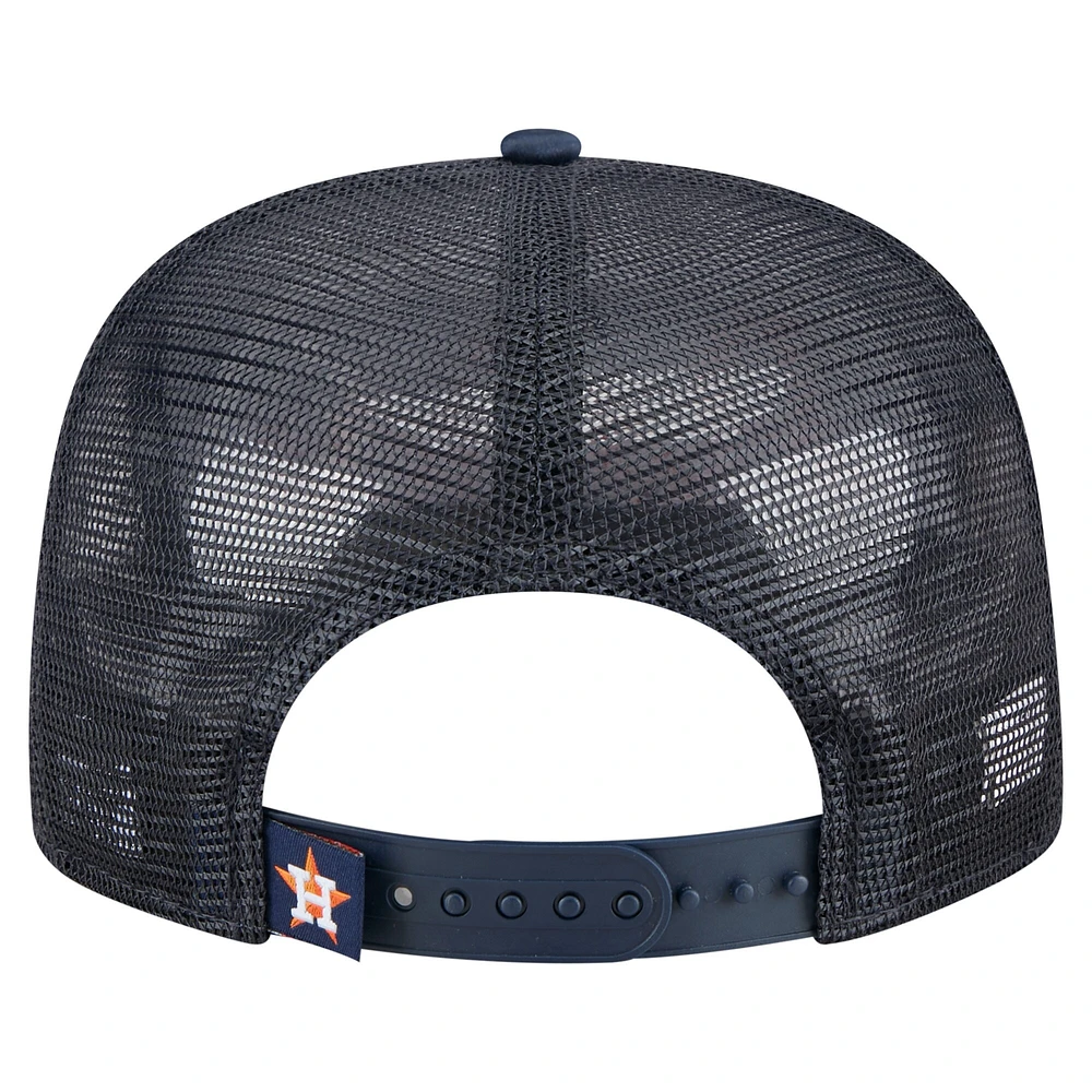 Casquette de golf ajustable New Era bleu marine Houston Astros Retro Satin Script pour homme