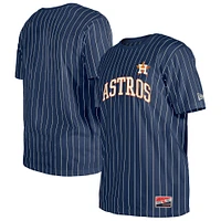 T-shirt à rayures bleu marine New Era pour homme, motif rétro des Astros de Houston