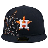 Men's New Era Navy Houston Astros Yarn Stitch 59FIFTY Fitted Hat