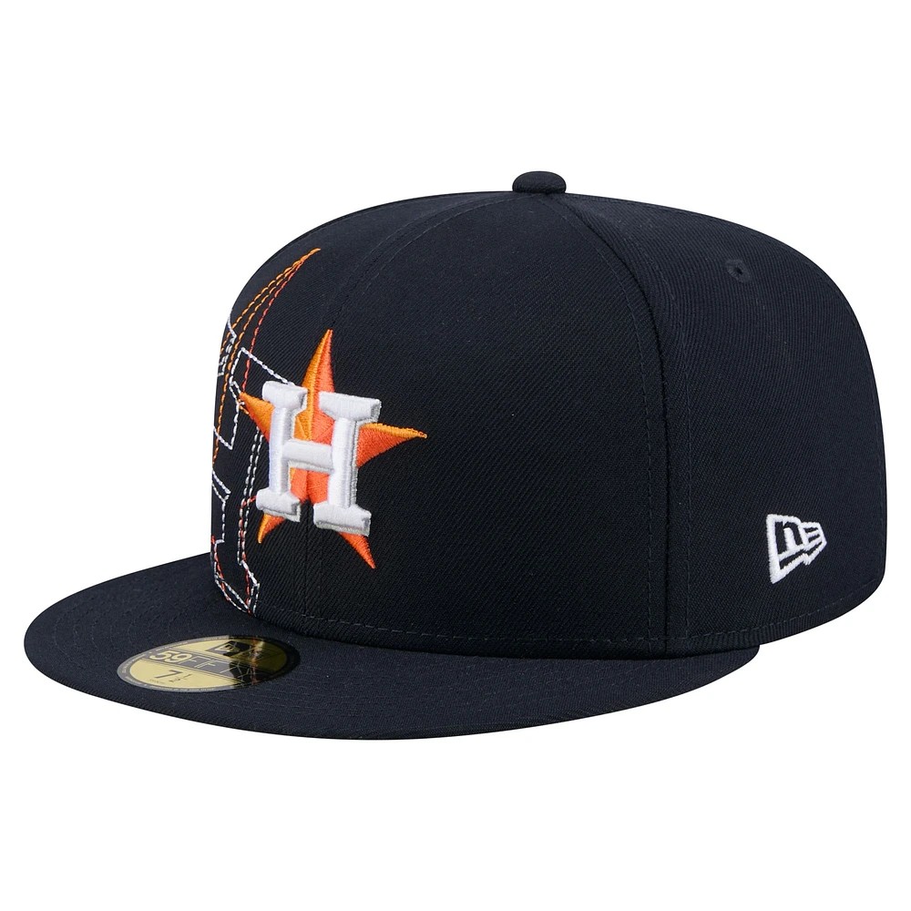 Men's New Era Navy Houston Astros Yarn Stitch 59FIFTY Fitted Hat