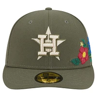 Casquette ajustée 59FIFTY pour homme New Era Olive Houston Astros à motifs floraux ton sur