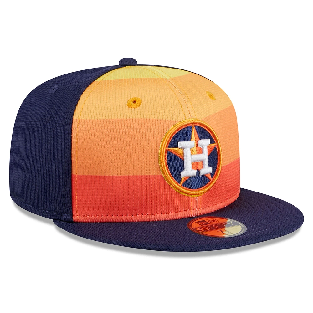 Casquette ajustée 59FIFTY orange Houston Astros 2024 Batting Practice pour hommes New Era