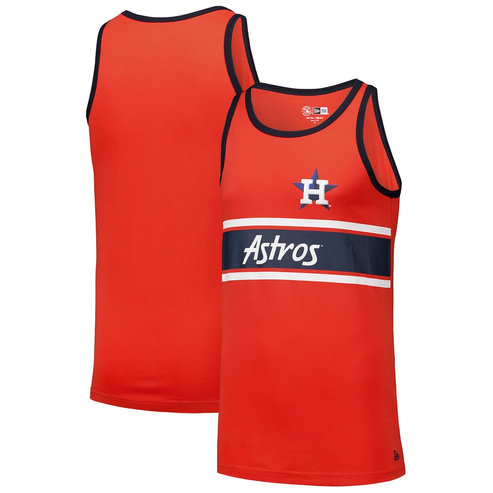 Men's New Era Orange Houston Astros Jersey Ringer Tank Top