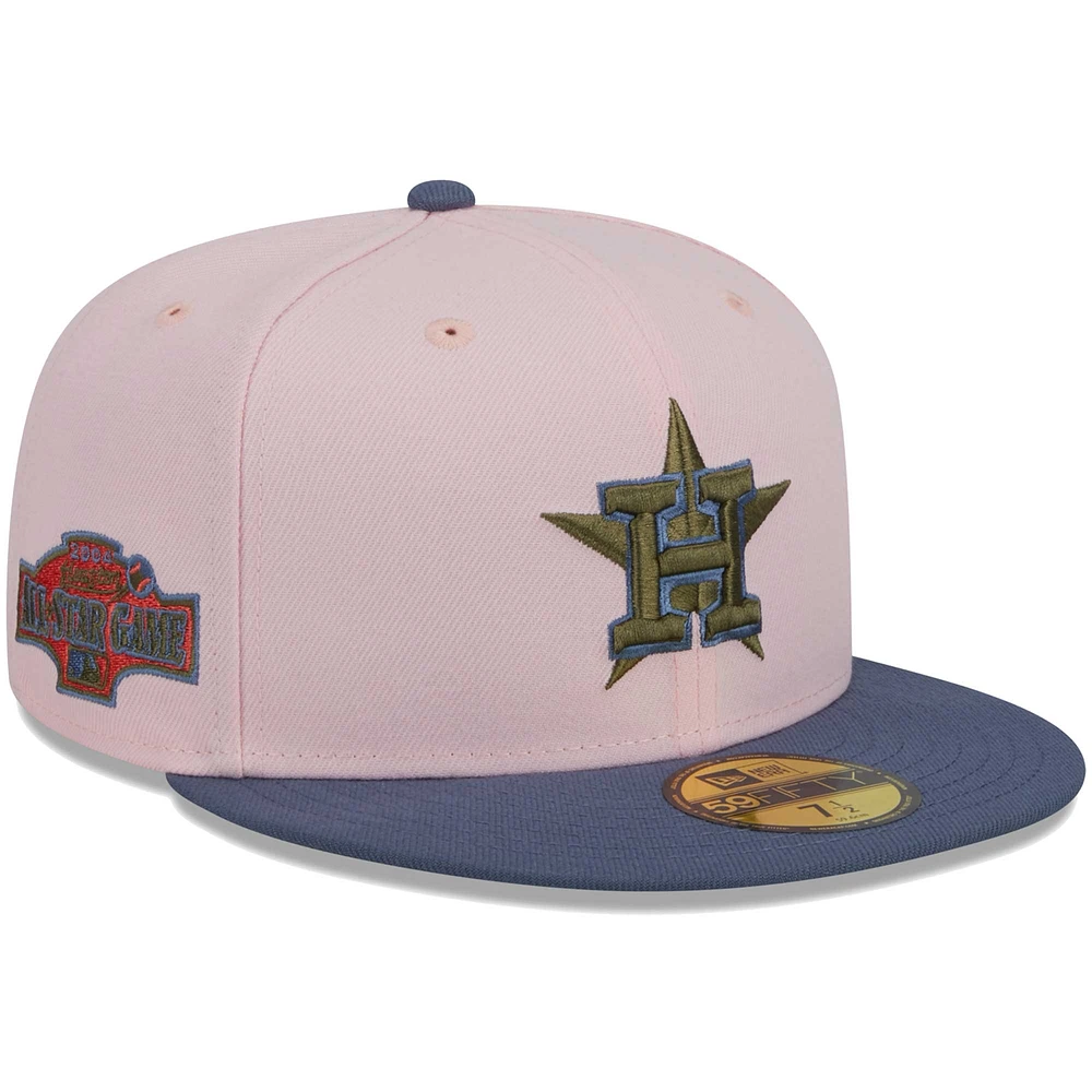 Casquette ajustée 59FIFTY pour homme avec sous-visière olive Houston Astros New Era rose/bleu