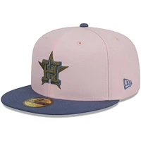 Casquette ajustée 59FIFTY pour homme avec sous-visière olive Houston Astros New Era rose/bleu