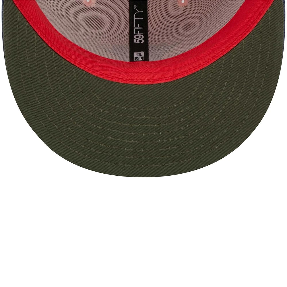 Casquette ajustée 59FIFTY pour homme avec sous-visière olive Houston Astros New Era rose/bleu