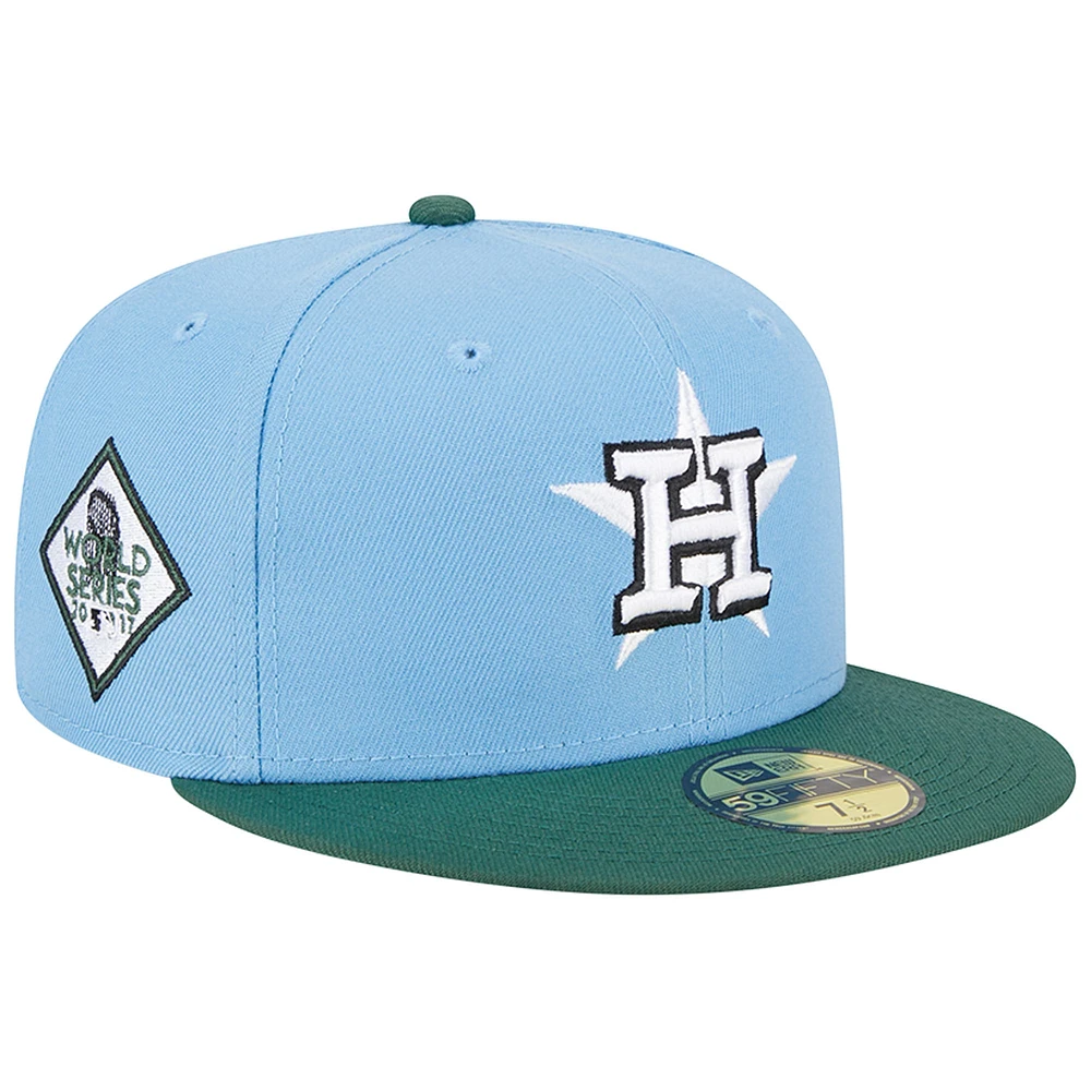 Casquette ajustée 59FIFTY des Houston Astros 2017 World Series New Era bleu ciel/cilantro pour homme