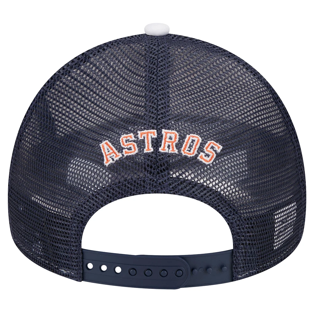 Men's New Era White/Navy Houston Astros Spring Training Circle Foam A-Frame 9FORTY Trucker Adjustable Hat