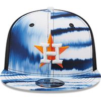 New Era Men's New Era White/Navy Houston Astros Tie-Dye Wave Trucker 9FIFTY  - Snapback Hat