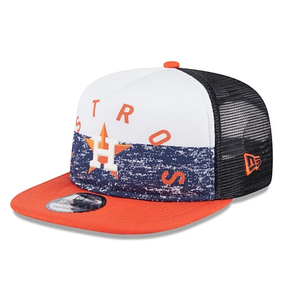 Men's New Era White/Orange Houston Astros Team Foam Front A-Frame Trucker 9FIFTY Snapback Hat