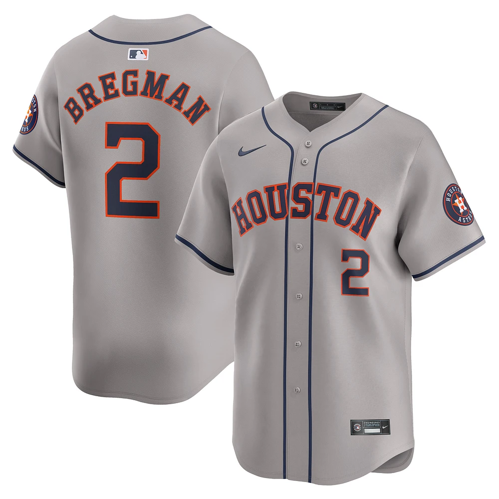 Maillot de joueur Nike Alex Bregman pour hommes, gris, Houston Astros Away Limited Player