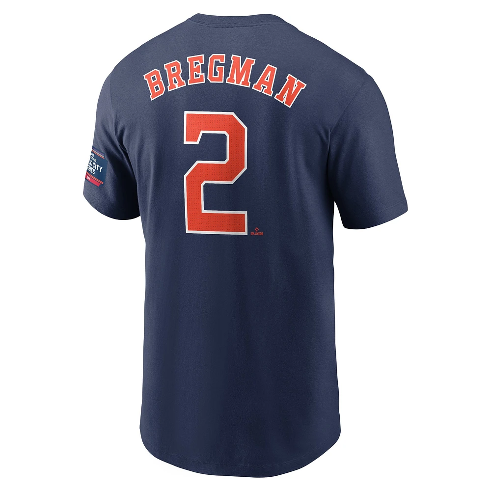 T-shirt avec nom et numéro Nike Alex Bregman pour hommes, bleu marine, Houston Astros 2024 MLB World Tour Mexico City Series