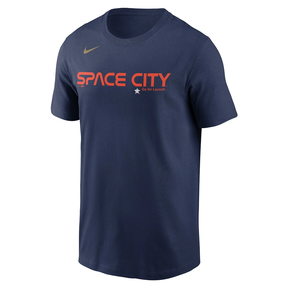 T-shirt avec nom et numéro Nike Alex Bregman pour hommes, bleu marine, Houston Astros City Connect