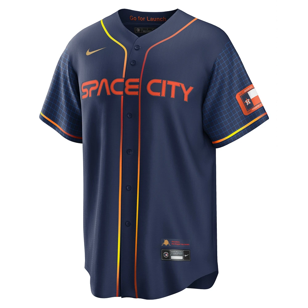 Maillot de joueur réplique Nike Alex Bregman des Astros Houston City Connect pour hommes, bleu marine