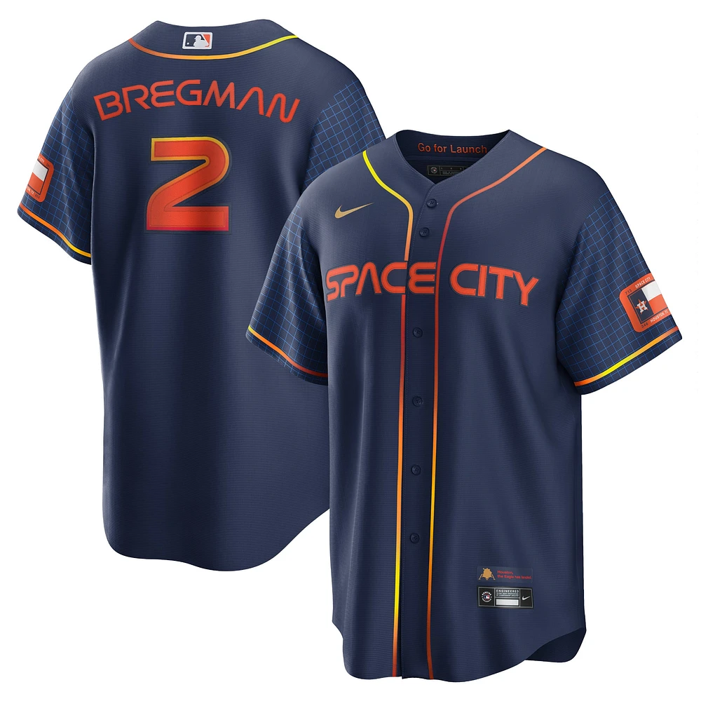 Maillot de joueur réplique Nike Alex Bregman des Astros Houston City Connect pour hommes, bleu marine