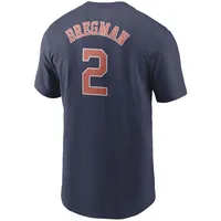 T-shirt Nike Alex Bregman pour hommes, bleu marine, nom et numéro des Astros de Houston