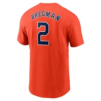 T-shirt orange avec nom et numéro Nike Alex Bregman pour hommes des Astros de Houston