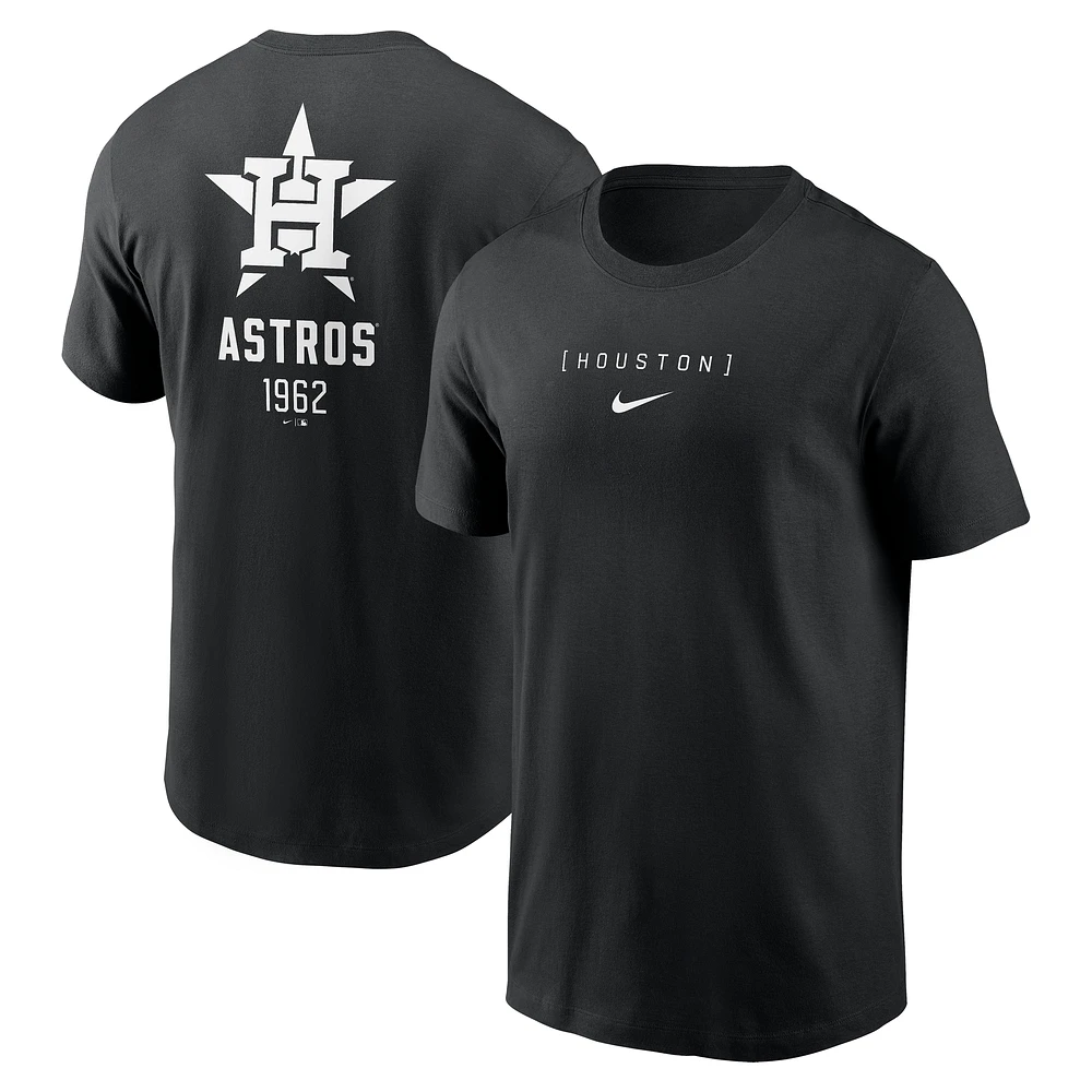 T-shirt Nike noir Houston Astros pour homme avec grand logo dans le dos