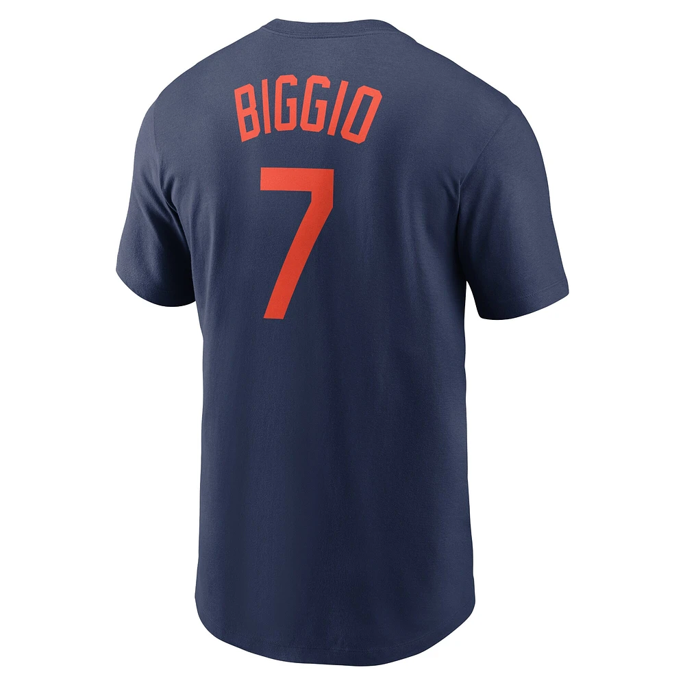 T-shirt avec nom et numéro Nike Craig Biggio pour hommes, bleu marine, Houston Astros, Cooperstown Collection Fuse