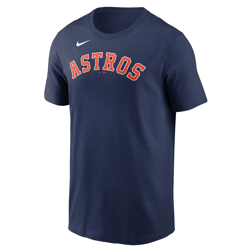 T-shirt avec nom et numéro de joueur Nike Framber Valdez pour hommes, bleu marine, Houston Astros