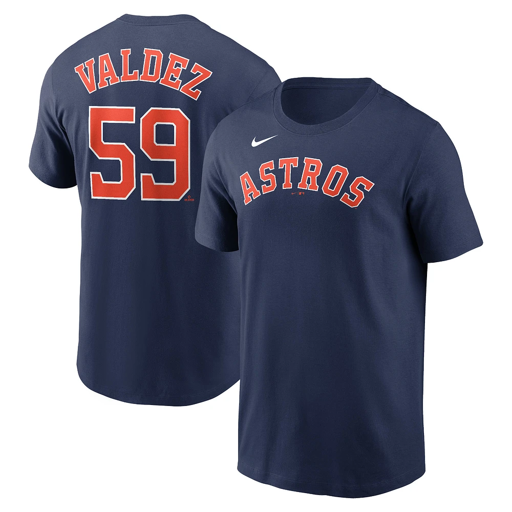 T-shirt avec nom et numéro de joueur Nike Framber Valdez pour hommes, bleu marine, Houston Astros