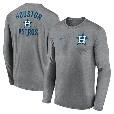 T-shirt Nike à manches longues pour homme, couleur anthracite chiné, Houston Astros, 2-Hit Legend Performance