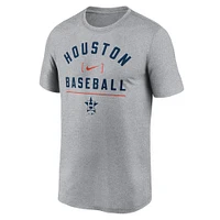 T-shirt Nike Heather Charcoal Houston Astros Arch Baseball Stack Performance pour hommes