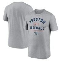 T-shirt Nike Heather Charcoal Houston Astros Arch Baseball Stack Performance pour hommes