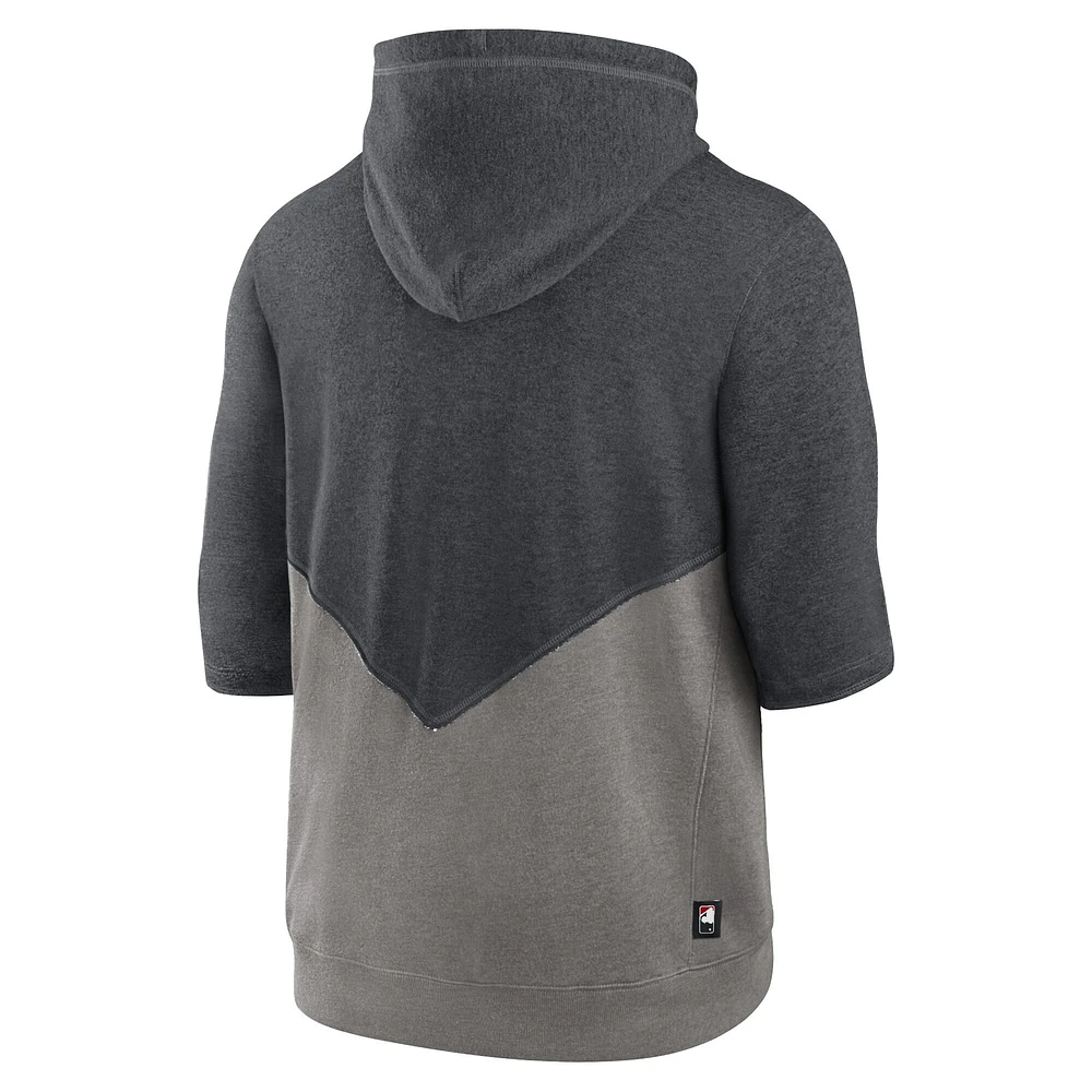 Sweat à capuche manches 3/4 Nike Heather Grey/Heather Charcoal pour hommes des Houston Astros 2023 Postseason Authentic Collection Flux Performance