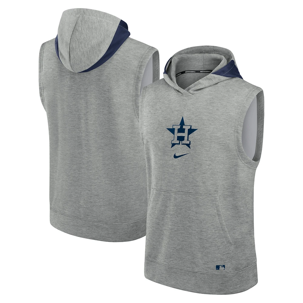 Men's Nike Heather Gray Houston Astros Authentic Collection Early Work Performance Sleeveless Pullover Hoodie