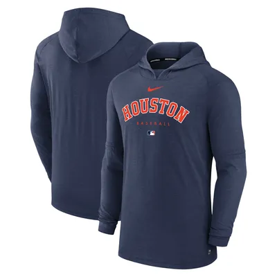 Chandail à capuchon enfiler trois mélanges performant Nike Astros Houston Collection Authentic pour homme, bleu marine chiné