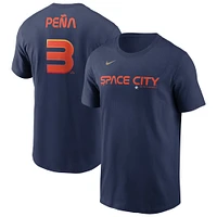 T-shirt Nike Jeremy Peña pour homme, bleu marine, Houston Astros City Connect Fuse avec nom et numéro