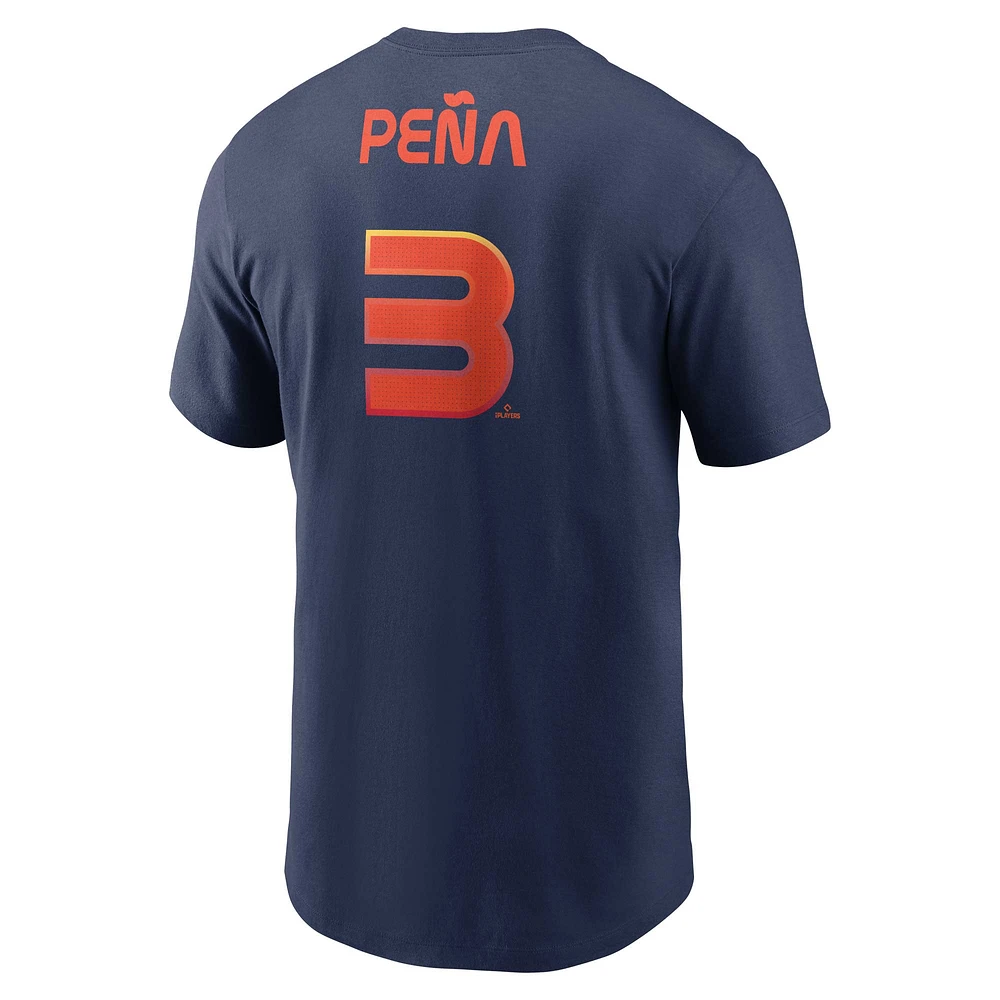 T-shirt Nike Jeremy Peña pour homme, bleu marine, Houston Astros City Connect Fuse avec nom et numéro