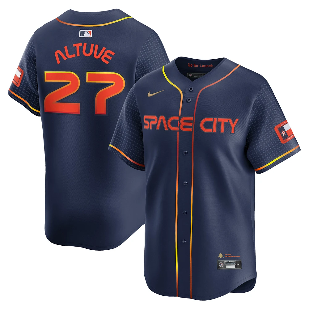 Maillot de joueur Nike Jose Altuve Houston Astros City Connect Limited pour hommes, bleu marine