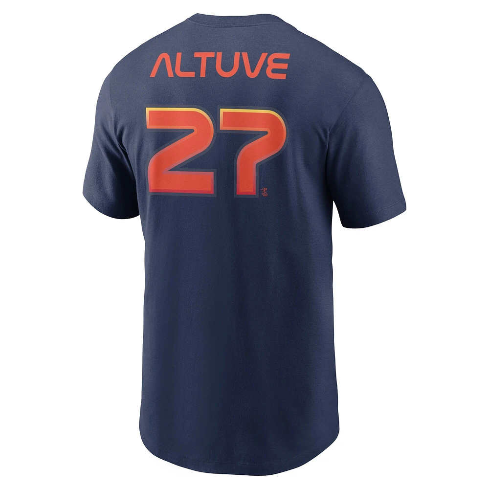 T-shirt Nike Jose Altuve pour hommes, bleu marine, Houston Astros City Connect, nom et numéro