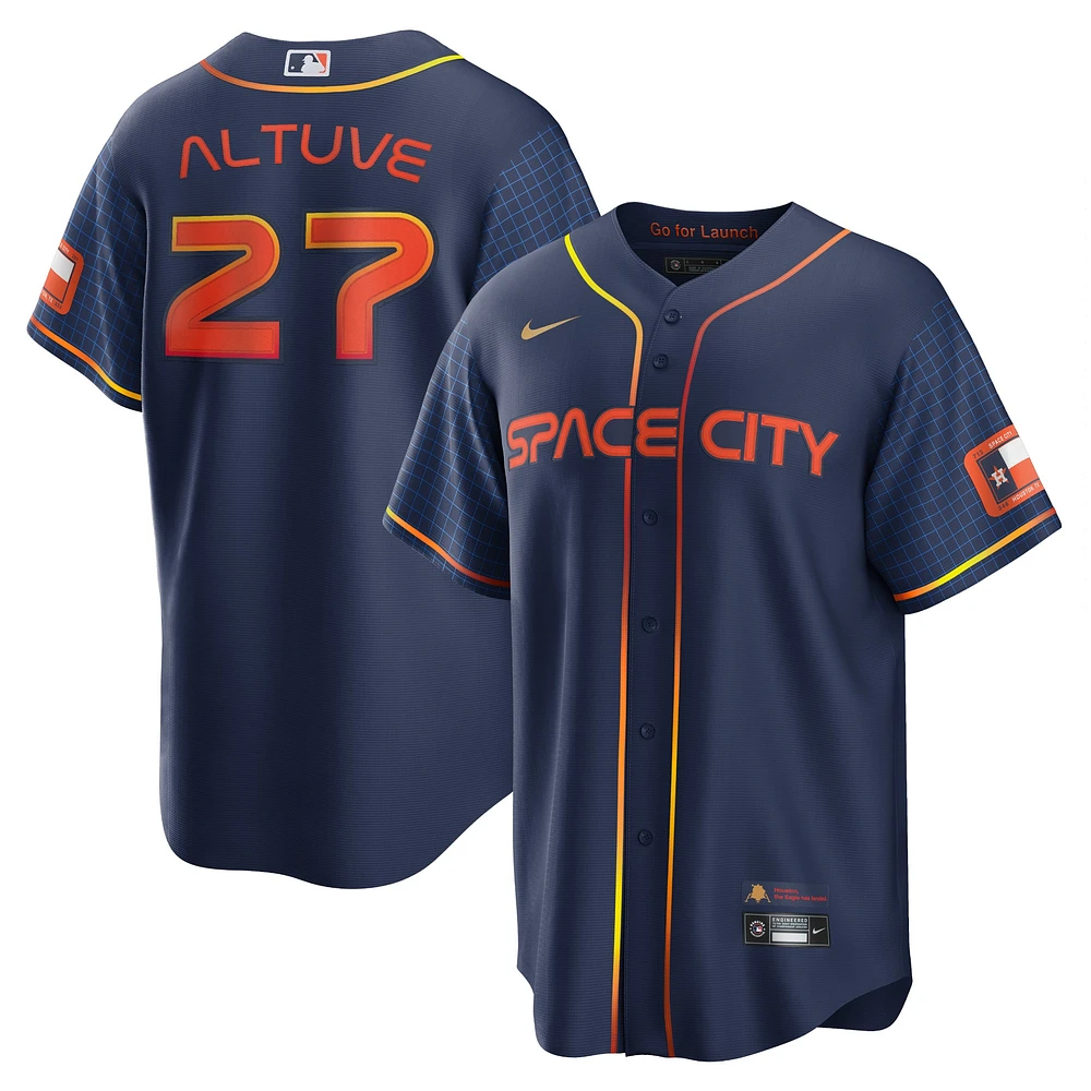 Maillot de joueur réplique Nike Jose Altuve des Houston Astros City Connect pour hommes, bleu marine