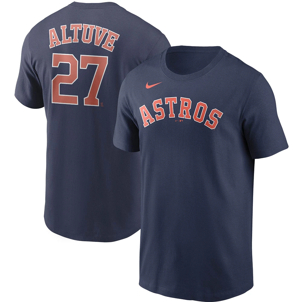 T-shirt Nike Jose Altuve pour hommes, bleu marine, nom et numéro des Astros de Houston