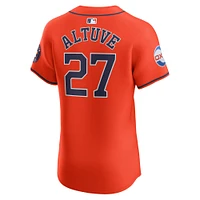 Maillot de joueur Nike Jose Altuve Orange Houston Astros Alternate Elite Sponsor Patch pour hommes