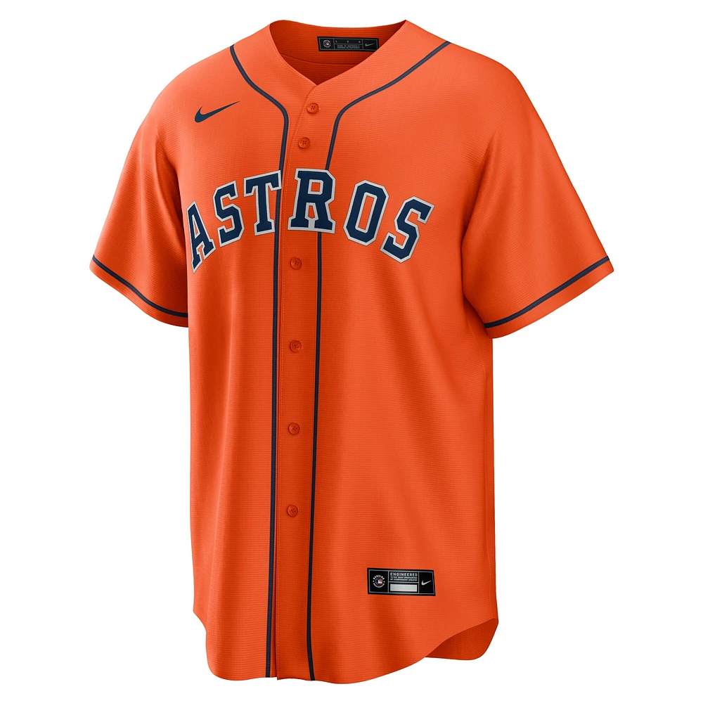 Maillot réplique alternatif du nom joueur des Astros de Houston, orange, Nike Jose Altuve pour homme