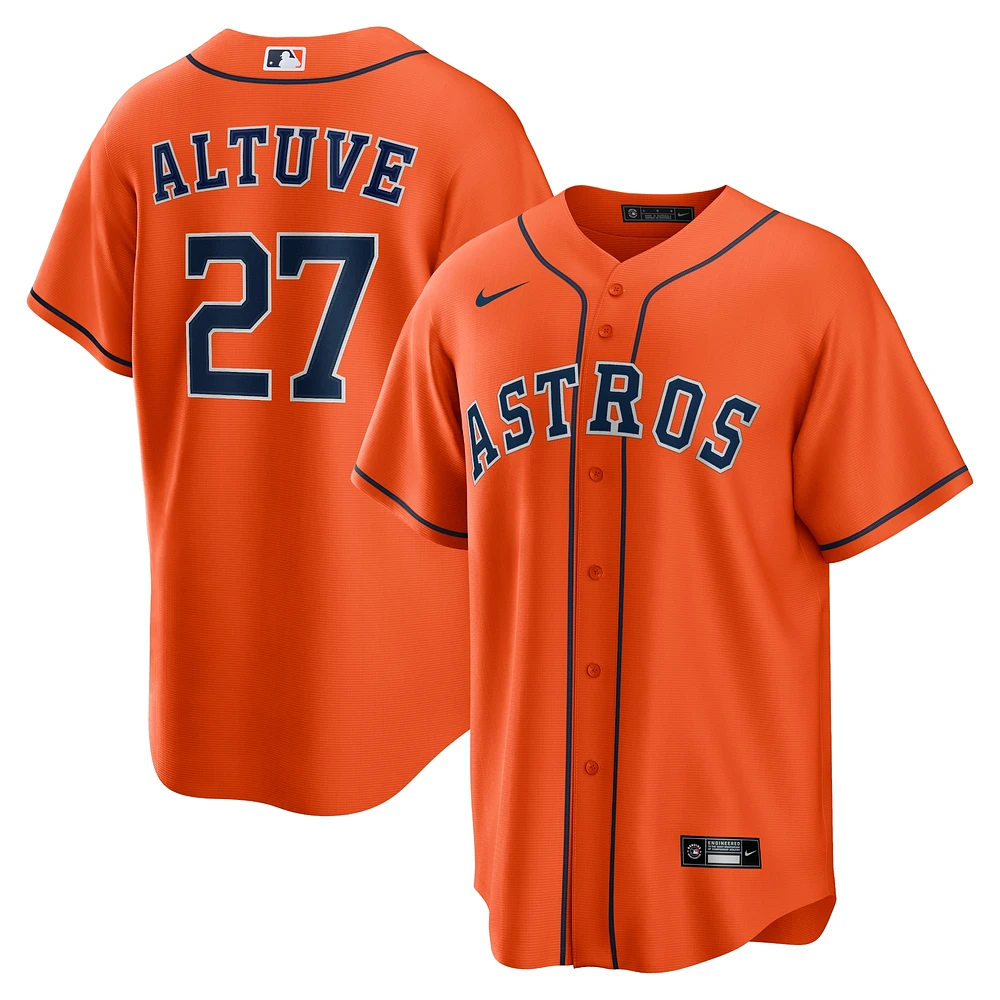 Maillot réplique alternatif du nom joueur des Astros de Houston, orange, Nike Jose Altuve pour homme