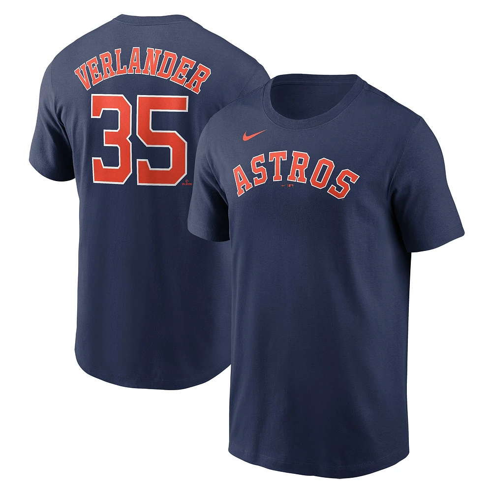 T-shirt avec nom et numéro du joueur Houston Astros Nike Justin Verlander pour homme, bleu marine