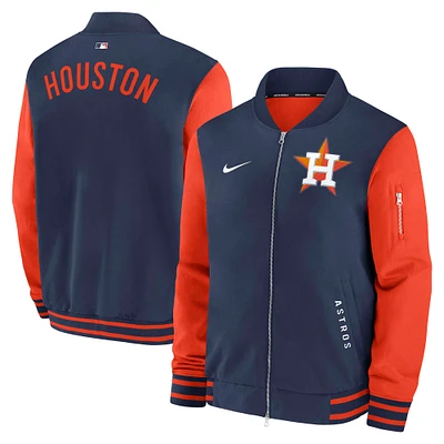 Men's Nike Navy/Orange Houston Astros Authentic Collection Dugout Full-Zip Bomber Jacket