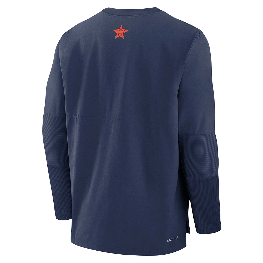 Haut à manches longues léger et performant pour homme Nike Houston Astros Authentic Collection bleu marine/orange