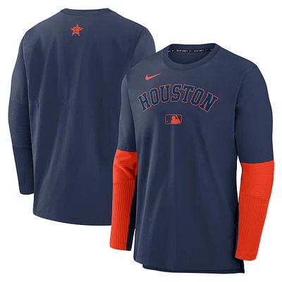 Haut à manches longues léger et performant pour homme Nike Houston Astros Authentic Collection bleu marine/orange