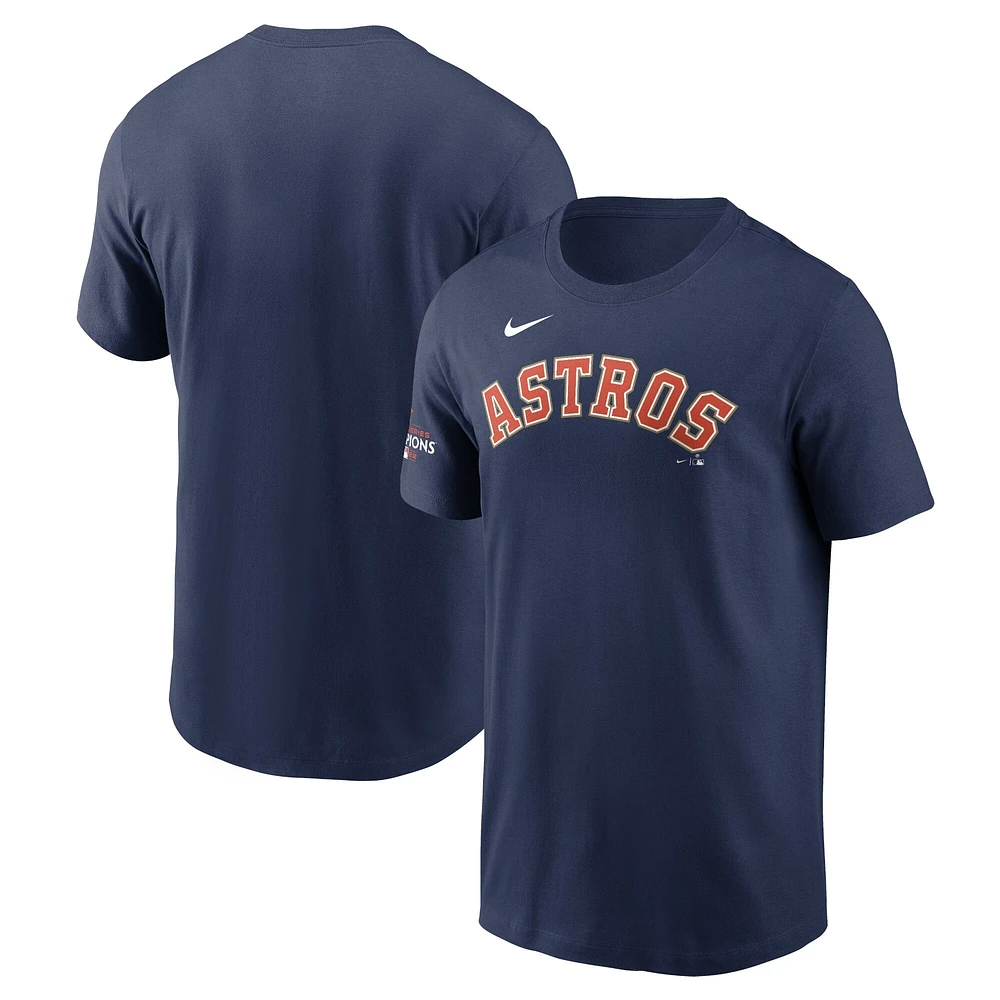 Collection Or des Astros de Houston 2023 Nike pour homme - Bleu marine T-shirt Wordmark