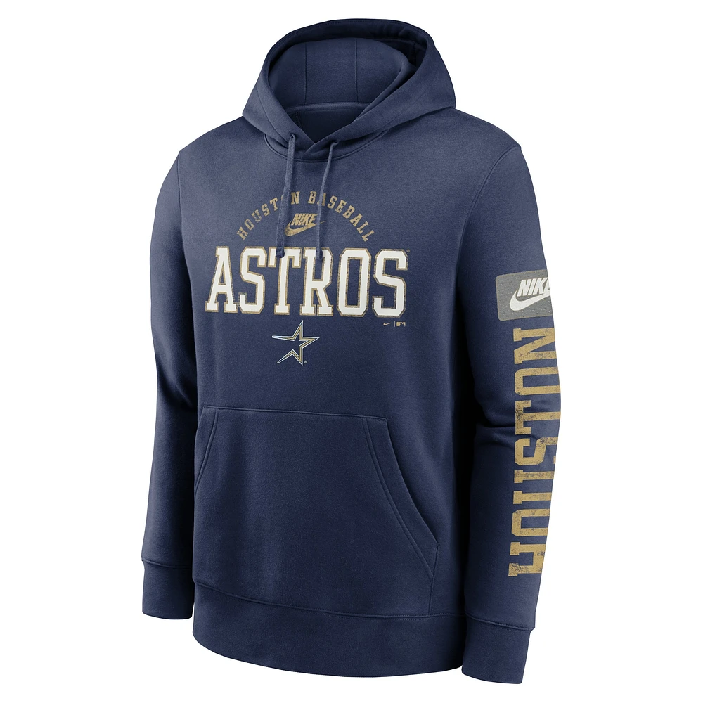 Sweat à capuche en polaire Nike pour hommes, Houston Astros Cooperstown Collection Splitter Club, bleu marine