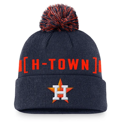 Bonnet en tricot à revers Nike Houston Astros Hometown Peak pour hommes avec pompon