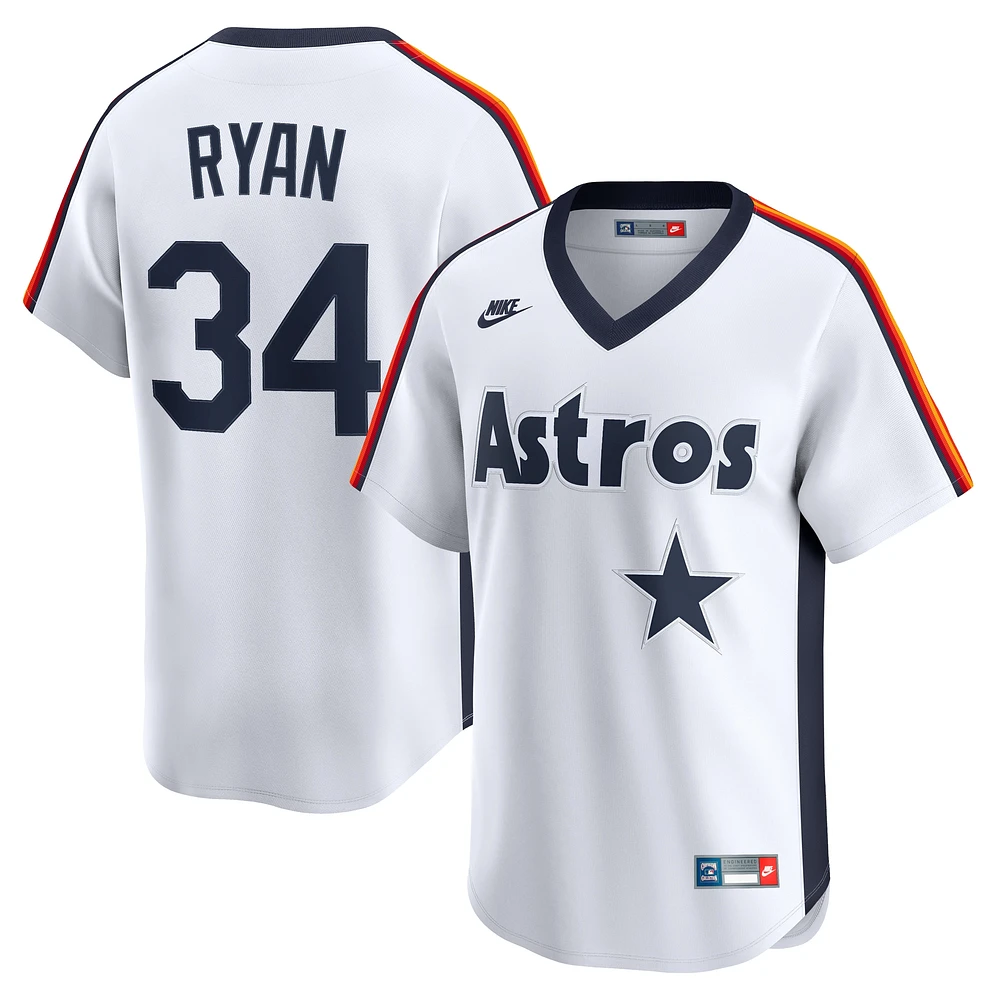 Men's Nike Nolan Ryan White Houston Astros Throwback Cooperstown Collection Limited Jersey