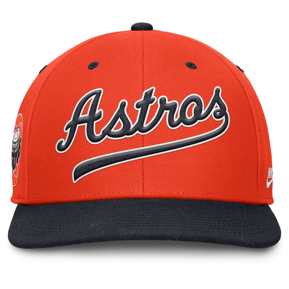 Casquette Nike Pro Performance Snapback Orange/Bleu marine Houston Astros Cooperstown Collection pour homme