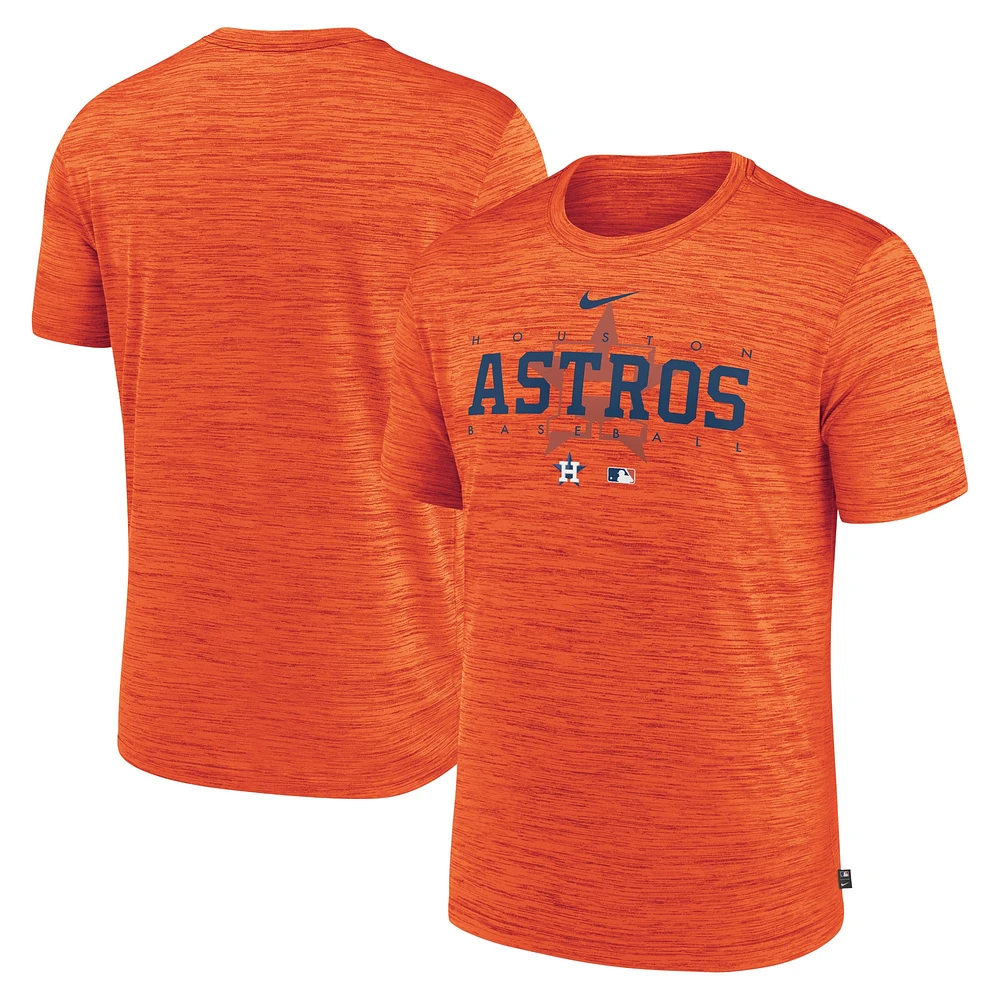 T-shirt d'entraînement Velocity Performance Nike Orange Houston Astros Authentic Collection pour homme